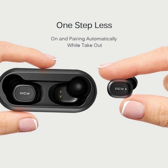 True Wireless Earbuds QCY T1c Bluetooth 5.0 IPX4 Black με θήκη φόρτισης 6957141405772