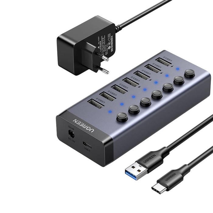 Usb hub UGREEN CM481 USB 3.0 7 Θυρών με σύνδεση USB-A και Εξωτερική Παροχή Ρεύματος 90307 