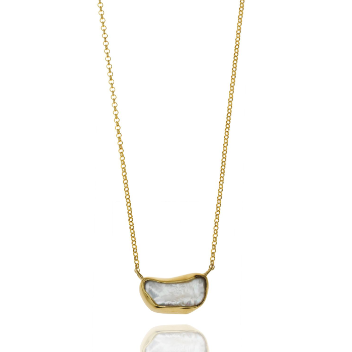 Κολιέ Gregio από Ασήμι 925 Επιχρυσωμένο με Water Fresh Pearl – 72212