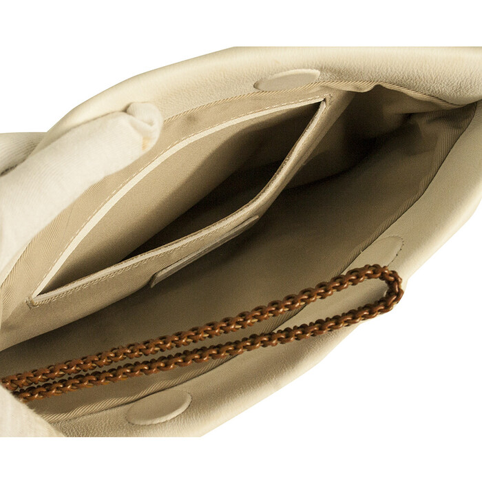 Callista Crafts off white leather with brown braided wristlet clutch bag handbag