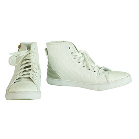 Louis Vuitton Punchy Empreinte Leather High Top Sneakers Ivory off White sz 37,5