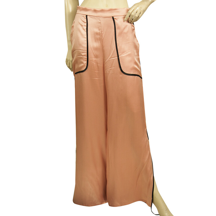 Giacobino Pink 100% Silk Wide Leg w. Slits Palazzo Trousers Pants Size 40