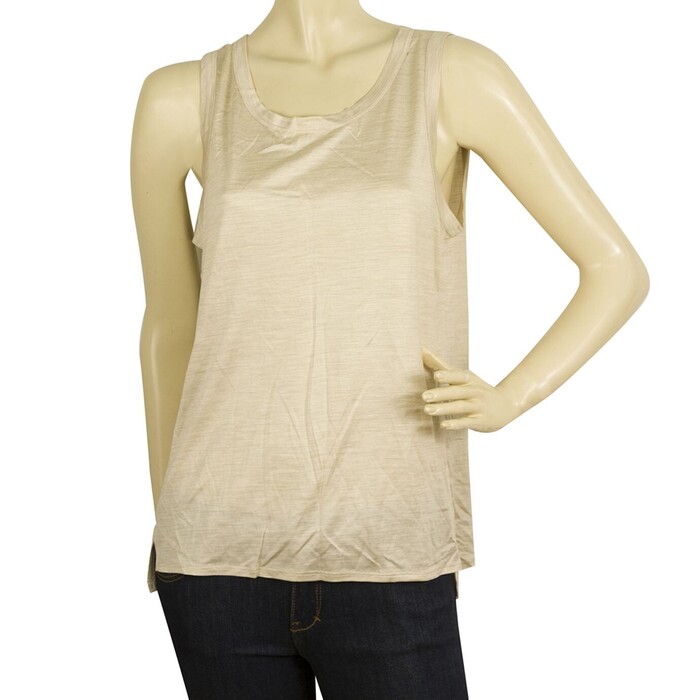 Fine Collection Ladies Beige 100% Silk Basic Tank Top Sleeveless T-Shirt sz M