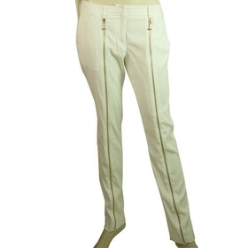 Philipp Plein Couture Off White Ivory Gold Exposed Zippers Trousers Pants sz 42