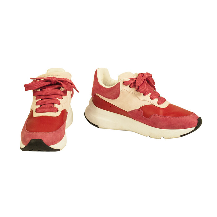 ALEXANDER MCQUEEN Oversized Runner Low-Top Sneakers JOEY Red & baby pink size 37,5