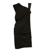 Helmut Lang Black Sleeveless Draped One Asymmetric Strap Mini Dress size 6