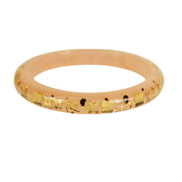 Louis Vuitton Thin Inclusion PM baby pink with gold resin sequins bangle bracelet