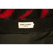 Saint Laurent Red Black Zebra Print Mohair wool knit Cardigan Jacket size M