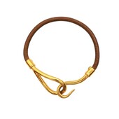 Hermès Jumbo Hook & Loop Light Brown Gold Leather Choker Necklace