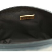 Ferre Blue Leather Zipper Opening Clutch Bag Handbag