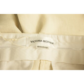 Victoria Beckham White High Rise Viscose Silk Trousers Pants size UK 6