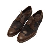 Louis Vuitton Men's Blue Suede Brown Leather Brogues Oxfords Lace Up Shoes 8