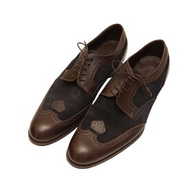 Louis Vuitton Men&#039;s Blue Suede Brown Leather Brogues Oxfords Lace Up Shoes 8