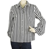 Citron & Miel Black & White Striped Button Down Wide Sleeves Cotton Shirt size 2