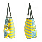 Marc by Marc Jacobs Yellow Blue Floral Canvas Shopper Tote Shoulder Bag Handbag