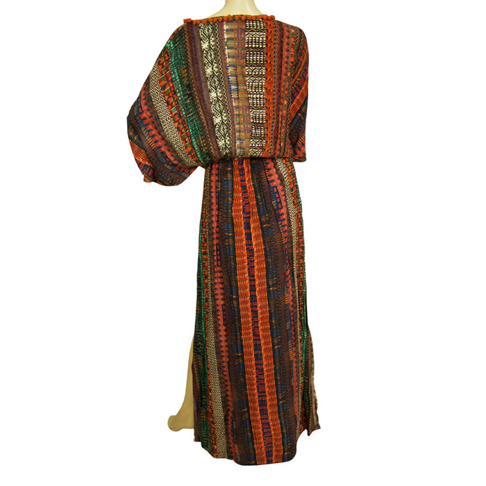 Milla Multicolor Ethnic Print Maxi Kaftan Long Summer Viscose Dress size S/M