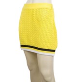 Philipp Plein Yellow Cable Knit Cotton Mini Skirt Skull Black & White Stripes M