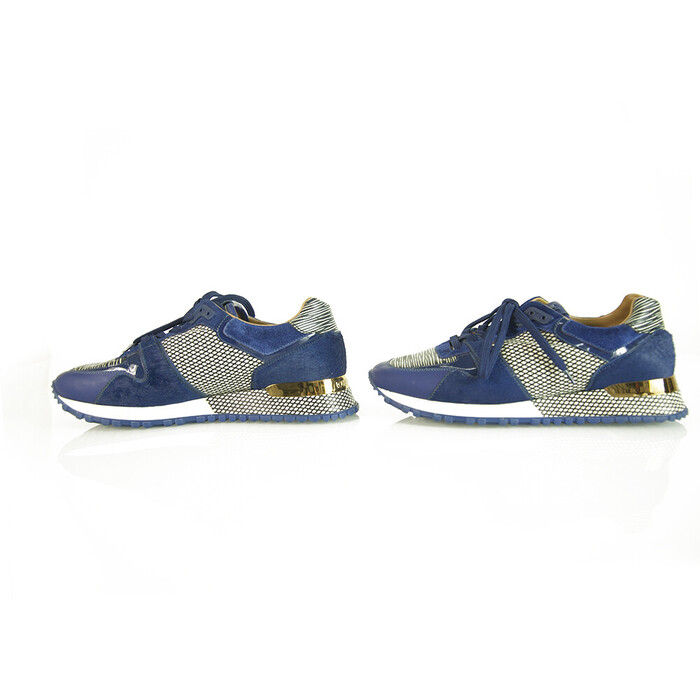 Louis Vuitton Run Away Blue Epi Calfskin Textile Sneakers with calf skin fur 36,5