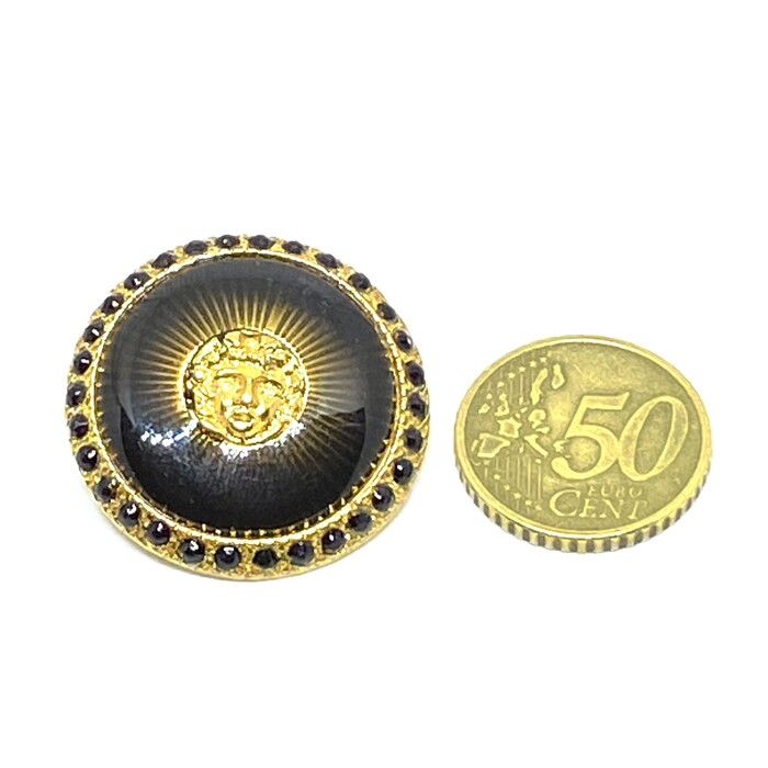 Versace Vintage Medusa Head Shank Button with Brown color lacquer forming rays