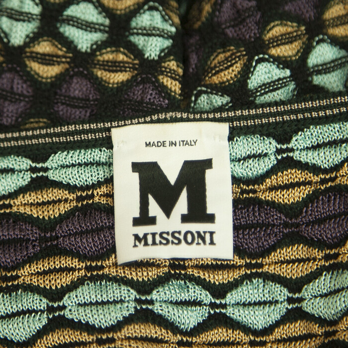 M Missoni Black & Multicolor Knitted Long Sleeve Ruffle knee length dress 42 IT
