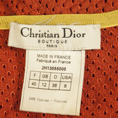 Christian Dior Perforated Orange w. Red Sleeves Blouse T-Shirt Top Size 40