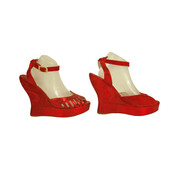 Terry De Havilland Iconic Margaux Red Suede Wedges Platform Sandals Shoes 40