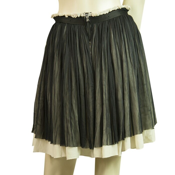 Dolce & Gabbana D&G Black & White Silk Pleated Mini Skirt Size 42