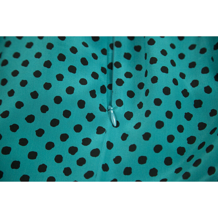 Michael Kors Collection 100% Silk Turquoise Black Polka Dot Long dress size 6