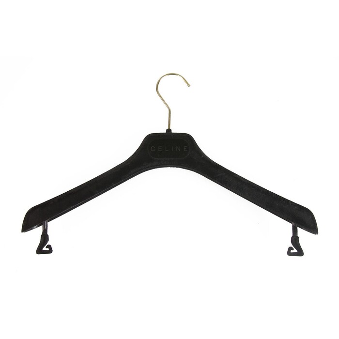 Set of 3 Celine Plastic Velvet Covered Hangers with printed Logo