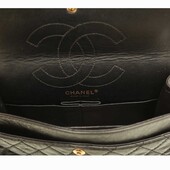 Chanel 2.55 Reissue 225 Double Flap Bag in Black with gold tone hardware small