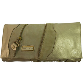 Jimmy Choo Martha Clutch in Suede Leather in iridescent beige