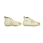 Dsquared2 Off White Leather Beige Suede High Top Lace Up Sneakers Shoes 36.5