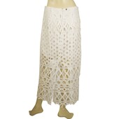 Dondup White Lace Calf Length Summer Skirt w. inner shorts