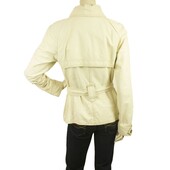 Patrizia Pepe Off White Ecru Belted Double Breasted Leather Jacket size It 46