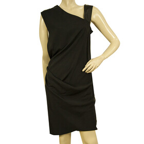 Helmut Lang Black Sleeveless Draped One Asymmetric Strap Mini Dress size 6