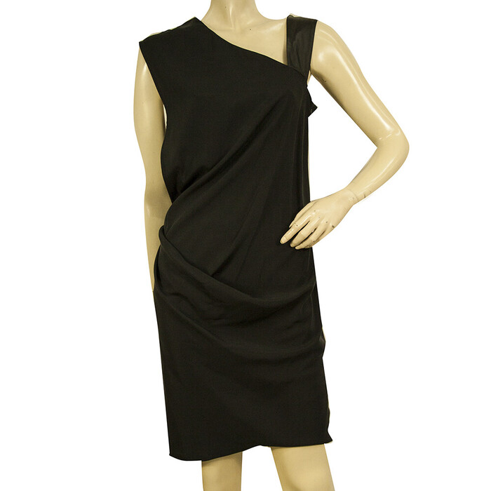 Helmut Lang Black Sleeveless Draped One Asymmetric Strap Mini Dress size 6