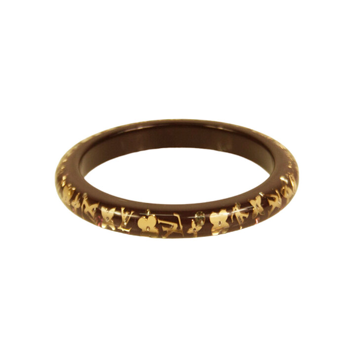 Louis Vuitton Thin Inclusion PM brown with gold resin sequins bangle bracelet