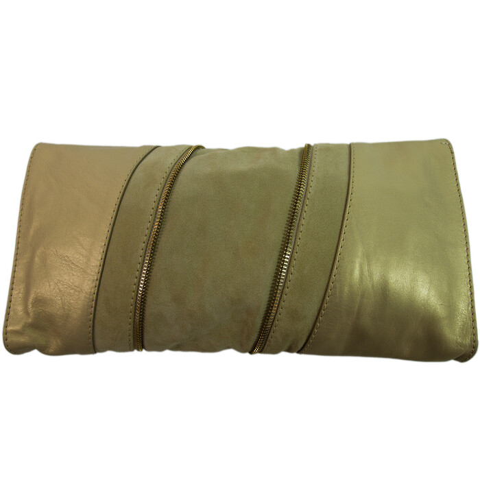 Jimmy Choo Martha Clutch in Suede Leather in iridescent beige