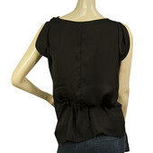 Barbara I Gongini Black Sleeveless Long Length Belted polyester Top