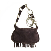 Blugirl Blumarine Purple Suede Logo Charm Mini Small Handbag Fringes Bag