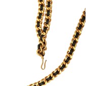 Chanel Vintage 1995 Single (with double drop) Strand Gold tone Chain Tag & Drop Belt CC adjustable