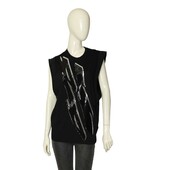 Dsquared2 Black Sequins Lightning Sleeveless Tank Top Black Cotton Blouse size M