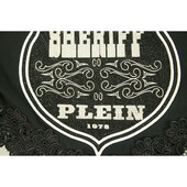 Philipp Plein Black Female Sheriff Rhinestones Short Sleeve T- Shirt lace hem