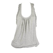 DSquared 2 D2 Light Gray Womans Racer Back Sleeveless Ruffles Tank Top - Size S