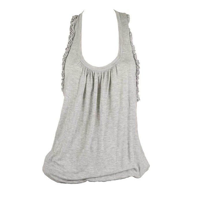 DSquared 2 D2 Light Gray Womans Racer Back Sleeveless Ruffles Tank Top - Size S