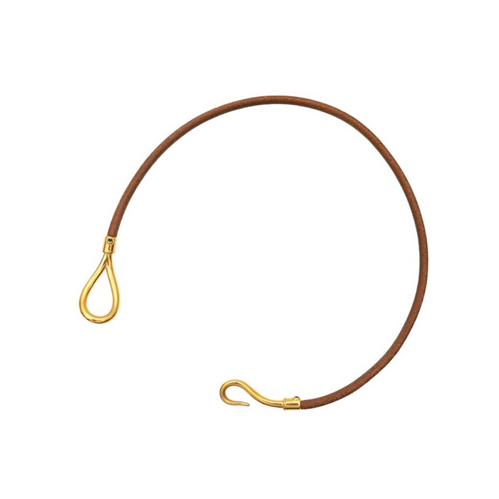 Hermès Jumbo Hook & Loop Light Brown Gold Leather Choker Necklace