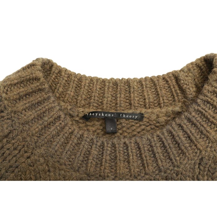 Theyskens' Theory Olive Green Alpaca Merino Wool Blend Knit Sweater Top size P