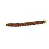 Swarovski Orange Red Crystals  Brown Leather Braided Bracelet