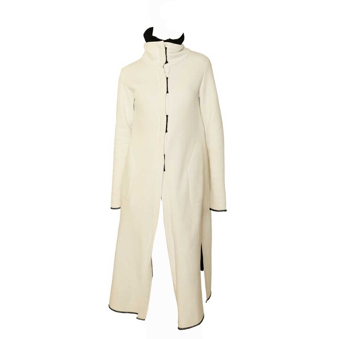 Lotus Eaters White w.Black Trim Cotton Polyester Long Coat Jacket size S