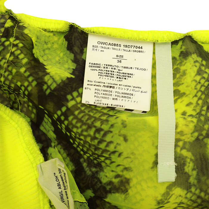 OFF-WHITE VIRGIL ABLOH NEON Yellow Snake Chiffon Track Pants Trousers size 36